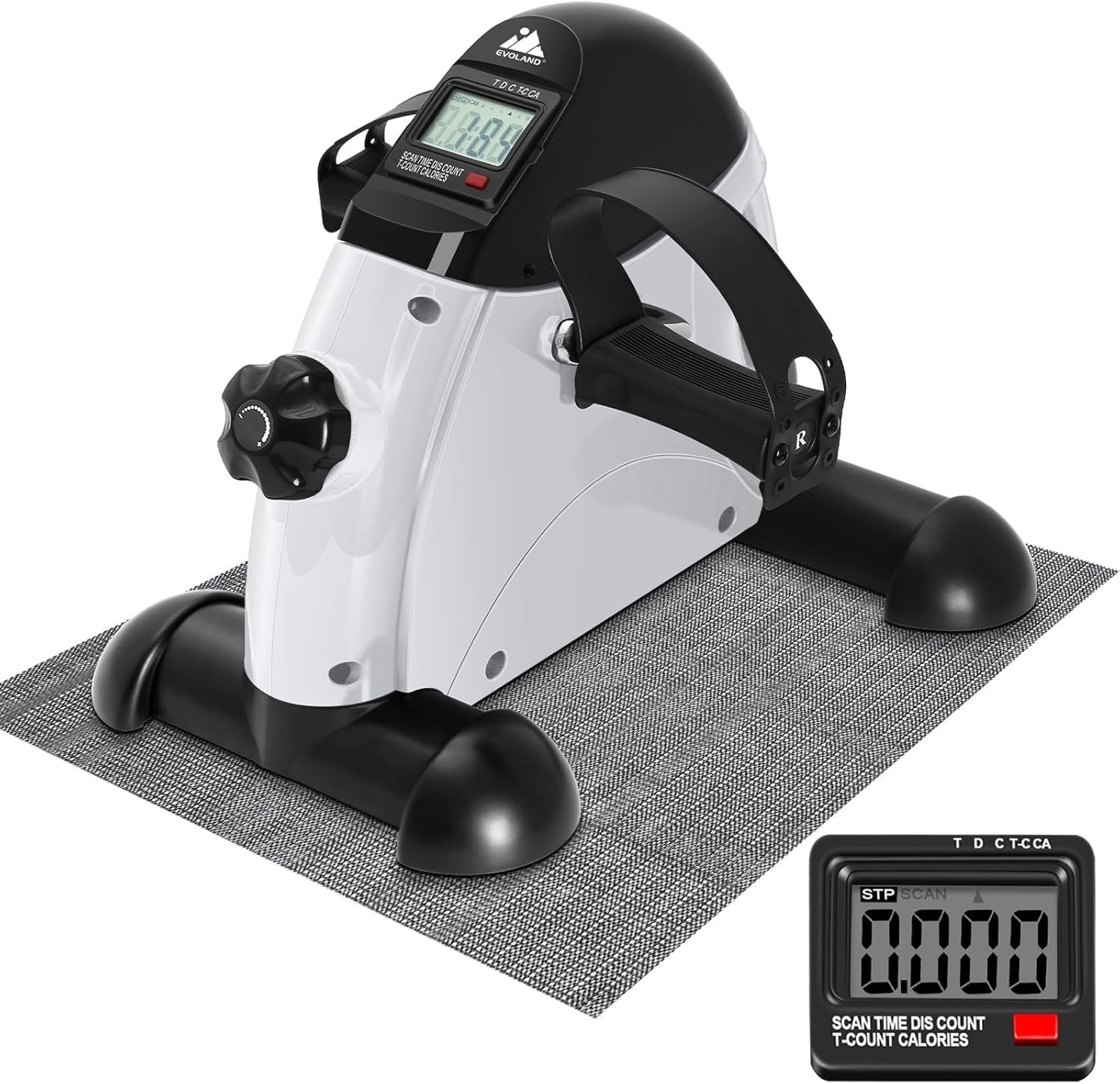 Under Desk Pedal Exerciser with Handle LCD Adjustable Resistance