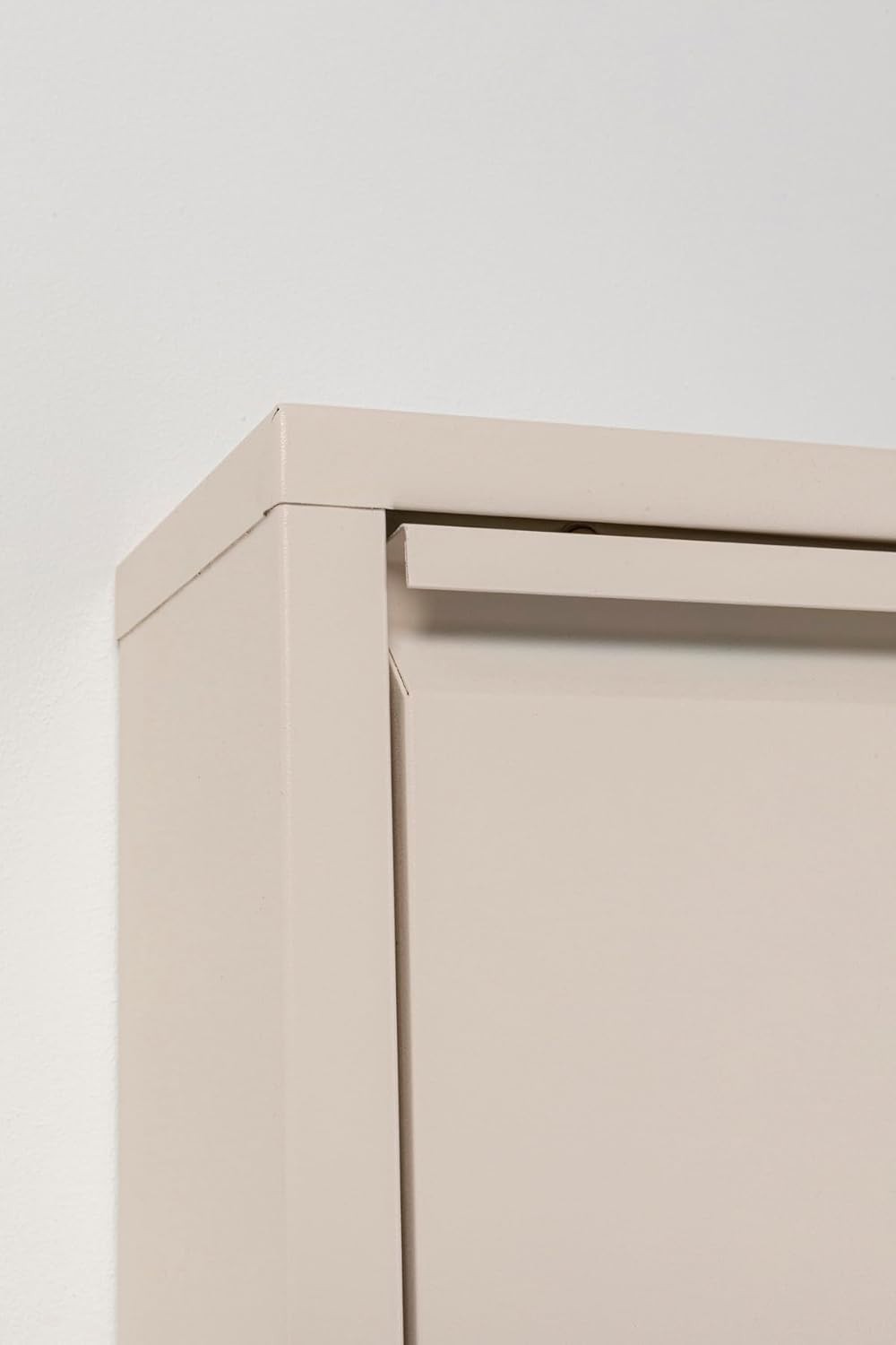 Slim 5-Drawer Shoe Cabinet Cream– Space-Saving Metal Tilt Rack 170x50x15cm