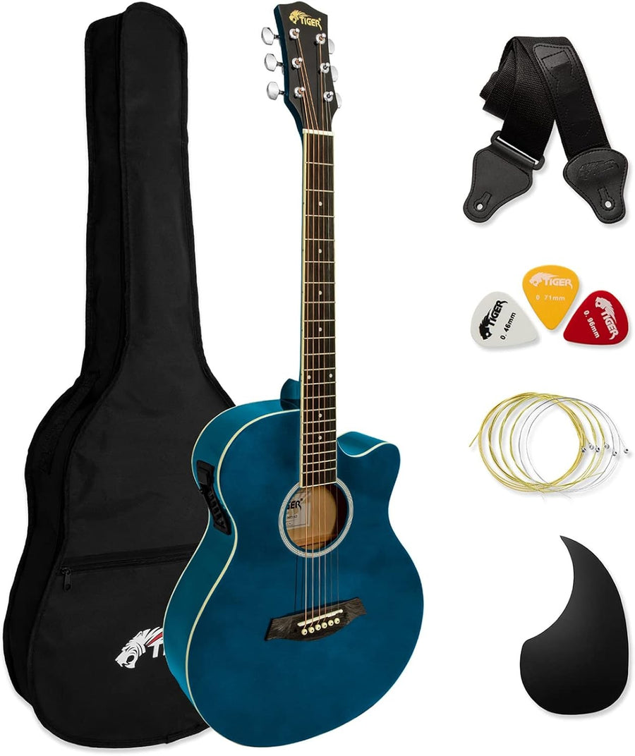 Full Size Electro Acoustic Guitar Cutaway 3-Band EQ Blue
