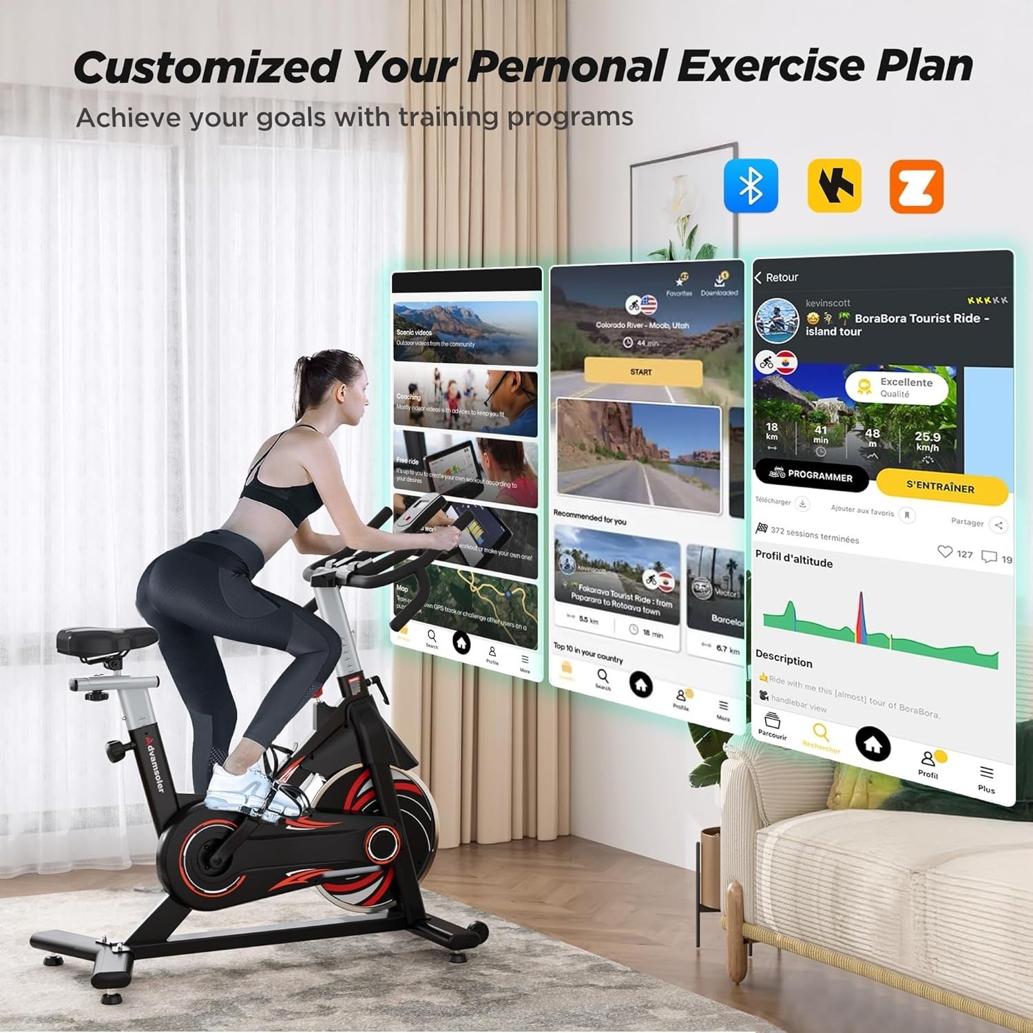 Bluetooth Magnetic Spin Bike w/ LCD Display, Curved Handlebar & 350lb Capacity