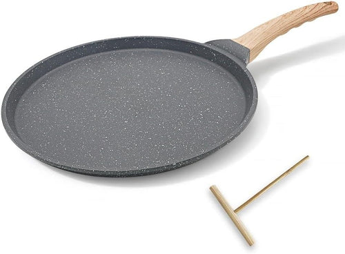 25 cm Bobikuke Black Non-Stick Crepe & Pancake Pan with Spreader