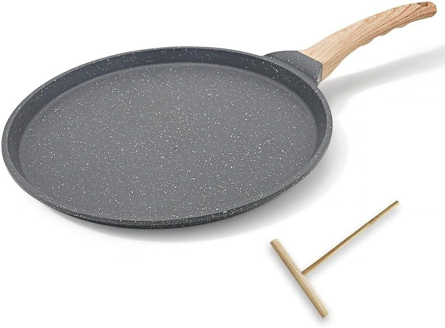 25 cm Bobikuke Black Non-Stick Crepe & Pancake Pan with Spreader