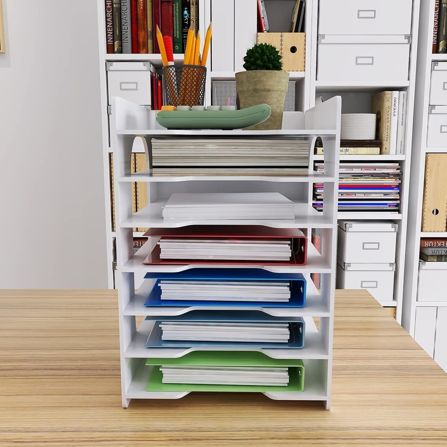 7-Tier Desk File Organizer Letter Tray A4 Paper Holder Document Rack