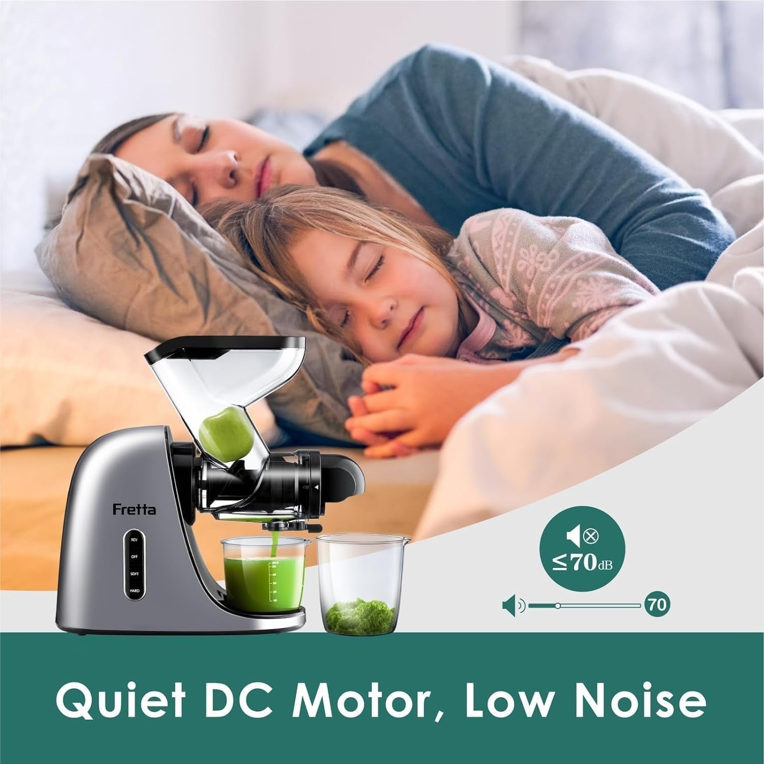 Cold Press Slow Juicer Wide Feed Chute BPA Free Quiet Motor High Yield