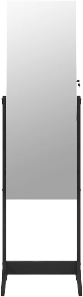 Lockable Standing Mirror Jewelry Cabinet Frameless Storage Armoire Black