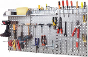 Wall-Mount Pegboard Kit 3PCS 120x60cm Alloy Steel 28 Hooks & Tool Racks