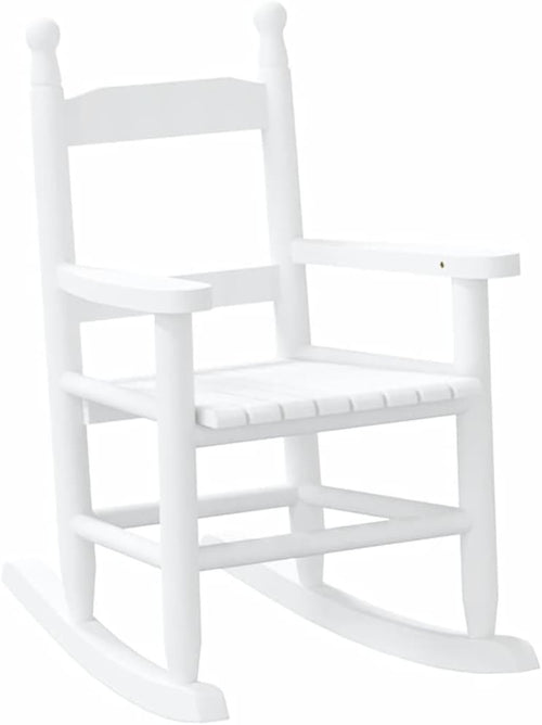 Kids White Wooden Rocking Chair with Waterproof Finish & Safety Design