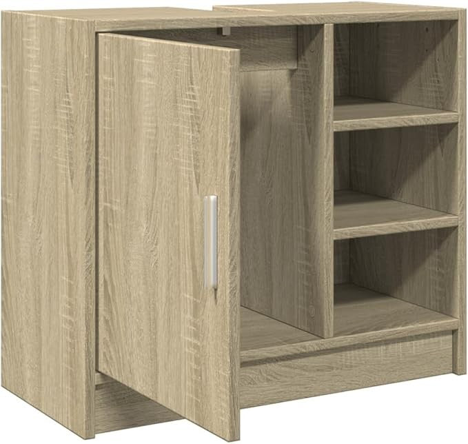 Sonoma Oak Bathroom Sink Cabinet 63cm Modern Under Sink Storage Cupboard Unit