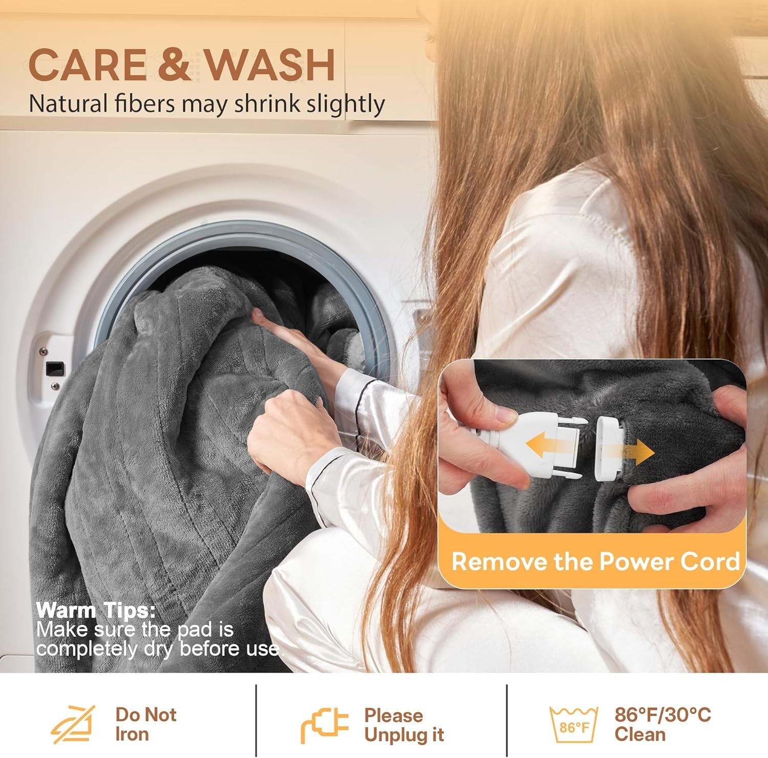Electric Heated Throw Blanket Grey Flannel Fleece 160x120cm 6 Heat Timer