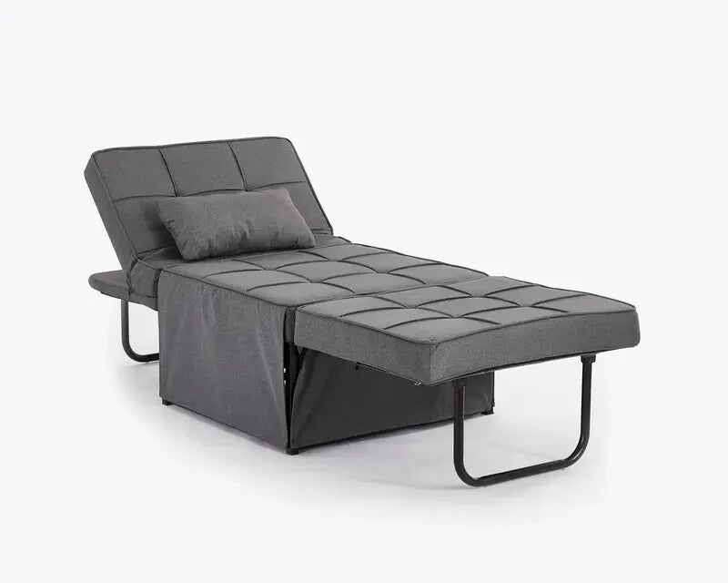 Dark Grey 1 Seater Ottoman Sofa Bed Chair Guest Sleeper Recliner