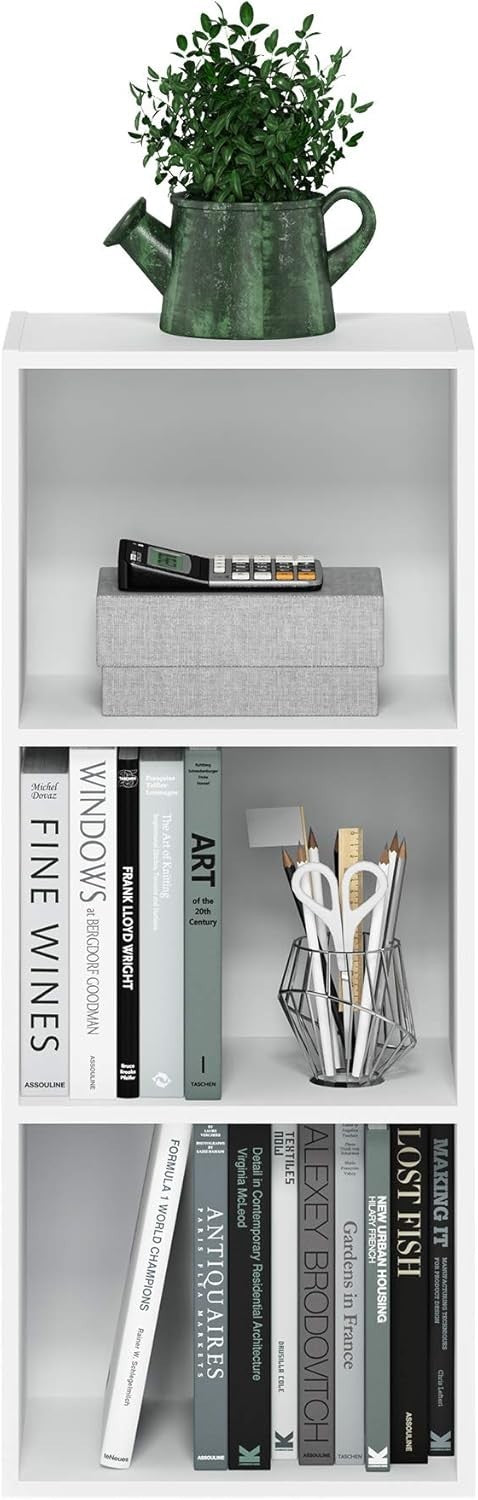 3 Cube Wooden Bookcase Small Storage Shelf Compact Organizer Bookshelf White