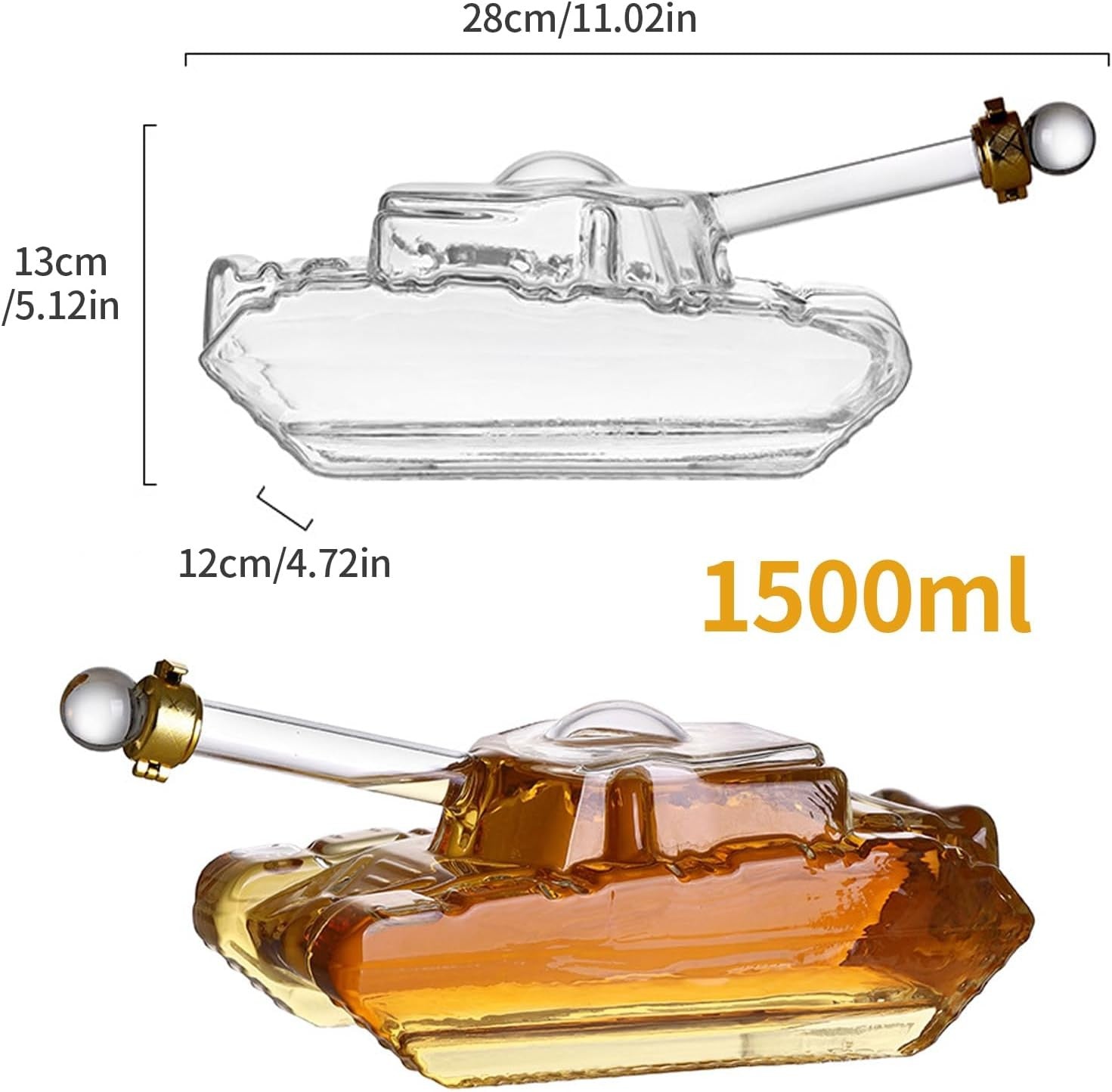 1.5L Tank Whisky Decanter Glass Drink Dispenser Funny Party Bar Gift for Men