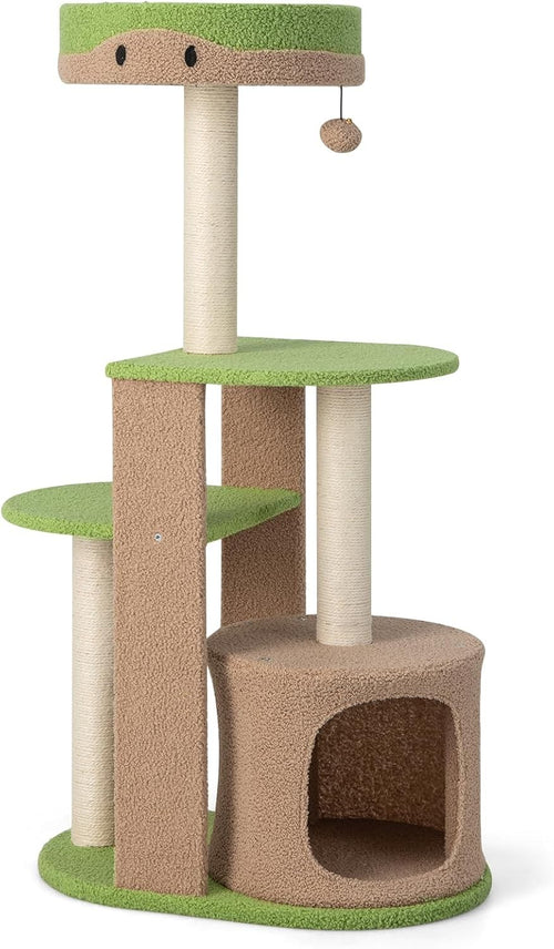 Brown Multi-Level Cat Tree with Condo Scratching Posts Climbing Tower 111cm