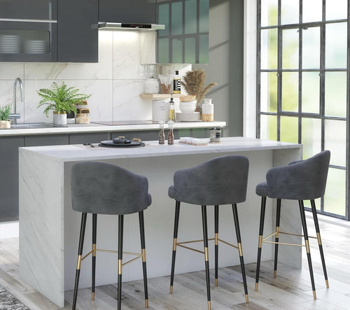 Furneo Kitchen Island with Storage, 2 Drawers & 2 Doors White Marble 170x68cm