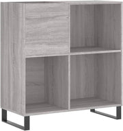 Modern Grey Sonoma Vinyl Record Cabinet with Iron Feet – Durable & Spacious