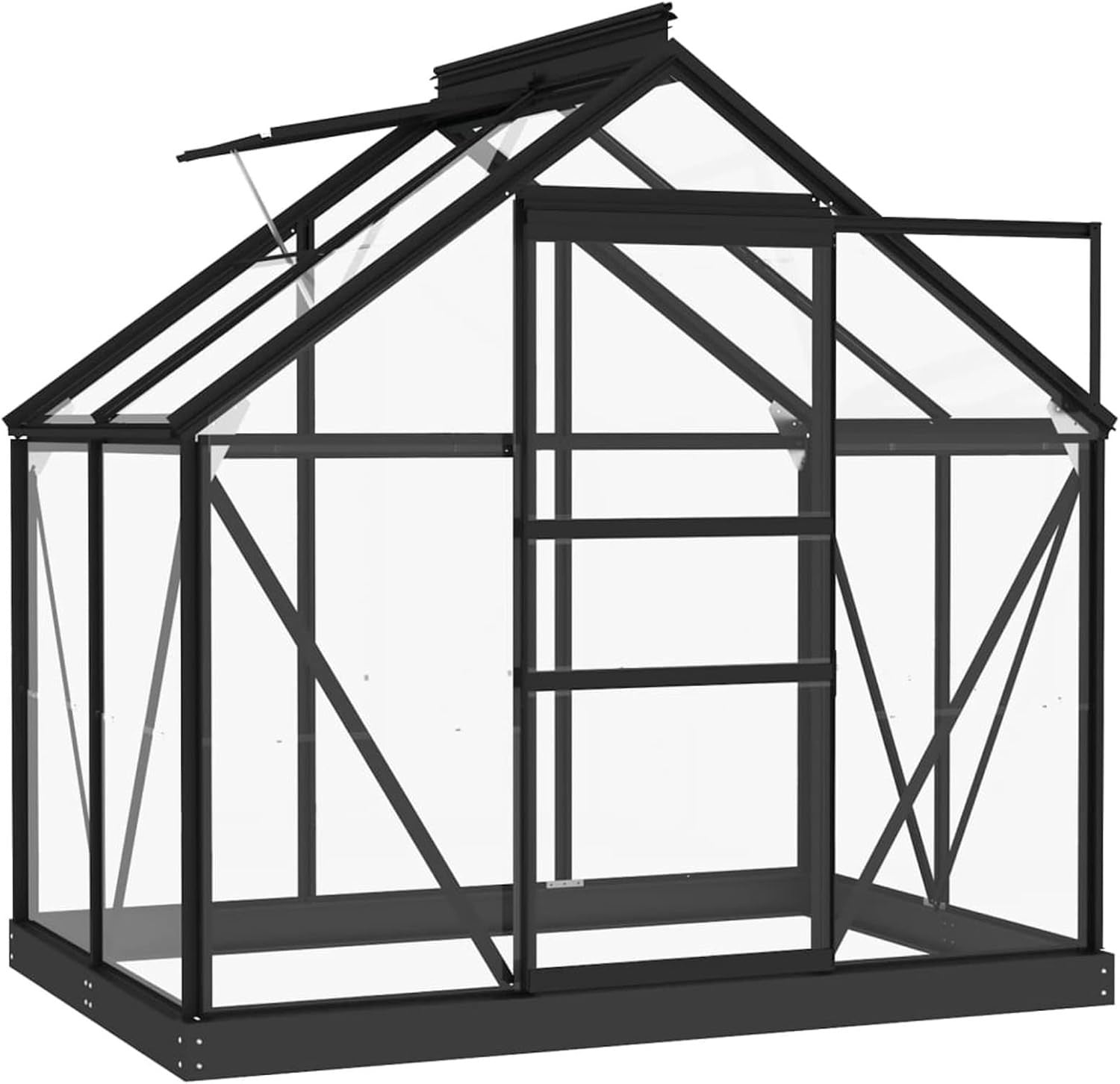 Luxury Walk-In Glass Greenhouse Anthracite Aluminium Frame 155x103x191cm
