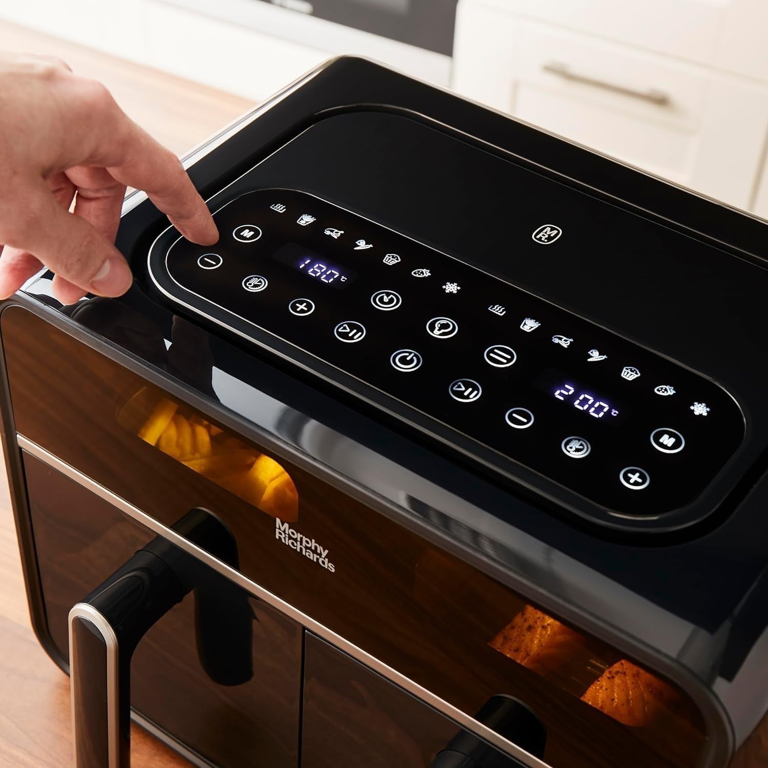 7.2L Dual Zone Digital Air Fryer Compact 14 Settings Viewing Windows Easy Clean