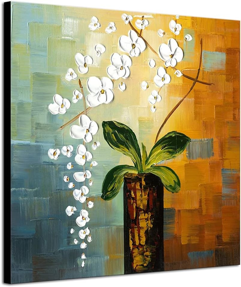 Large Hand-Painted Floral Canvas Wall Art Modern Abstract 100 cm