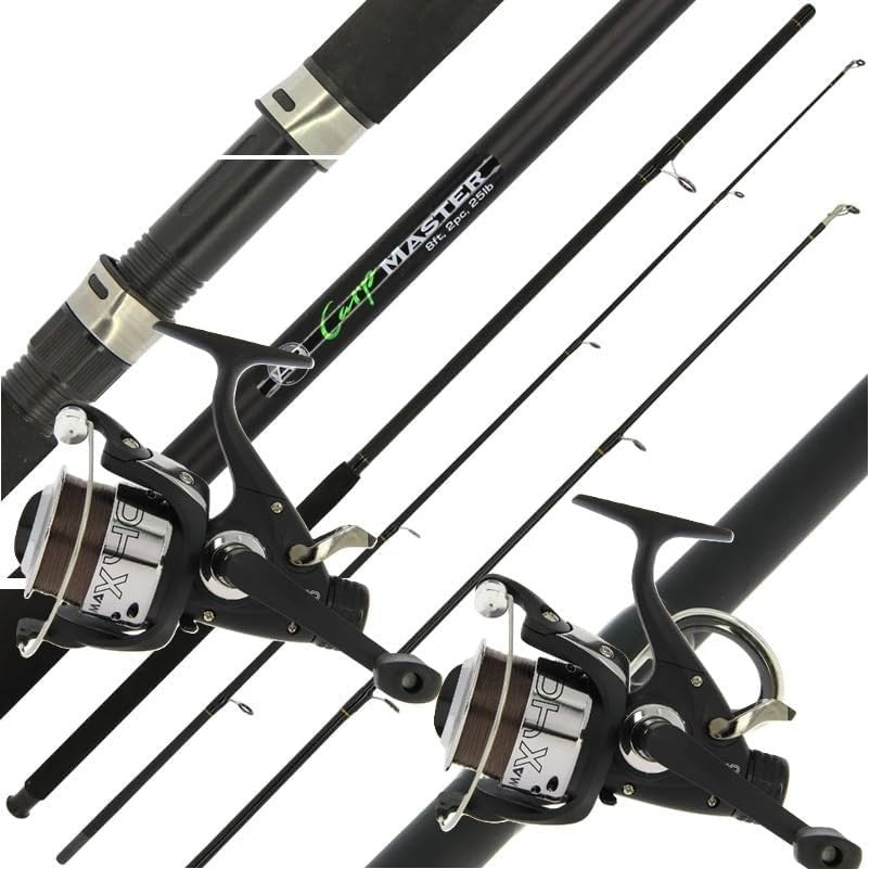 2x Carp Stalker Rod & Reel Set Fiberglass 8ft Fishing Tackle Kit NGT