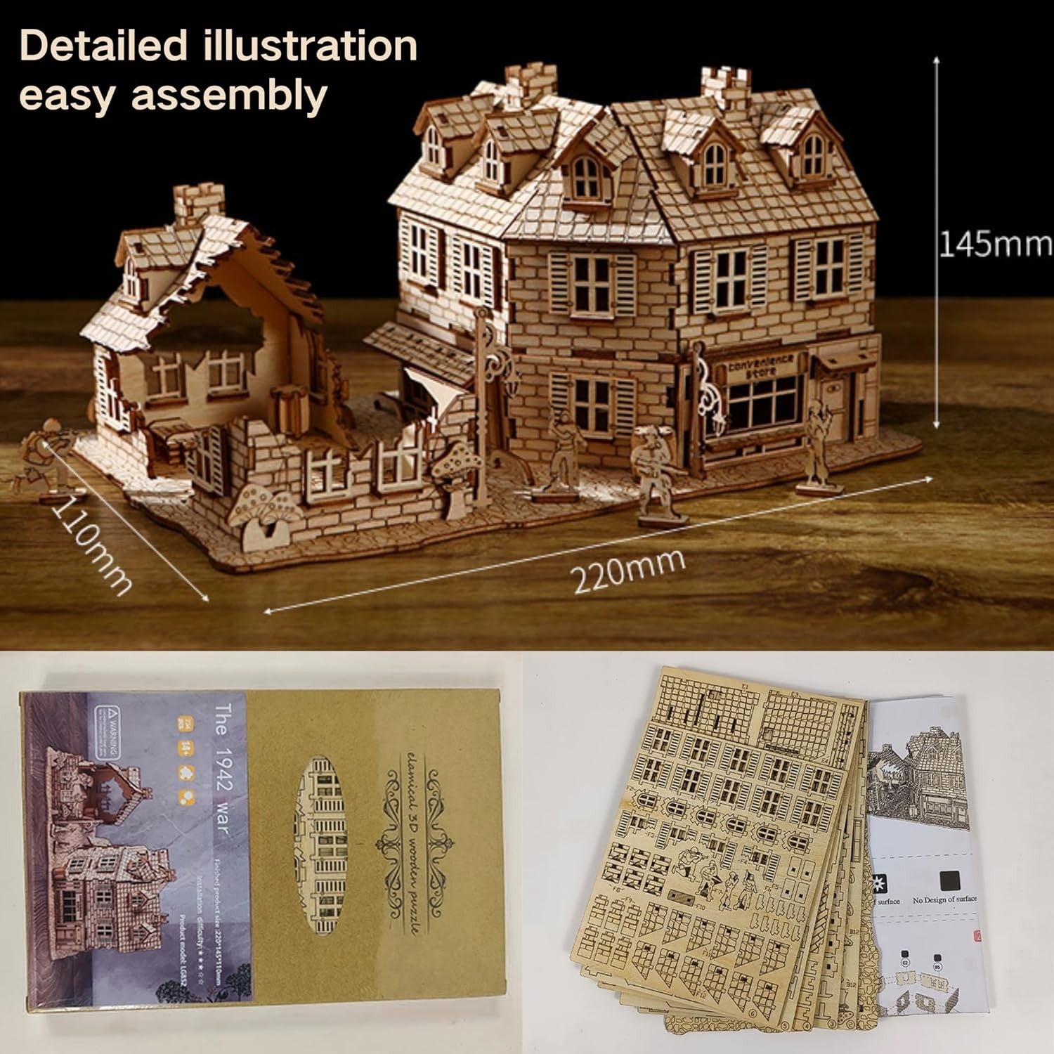 3D Wooden War House Puzzle Kit – DIY Historic Model for Adults Gift Décor