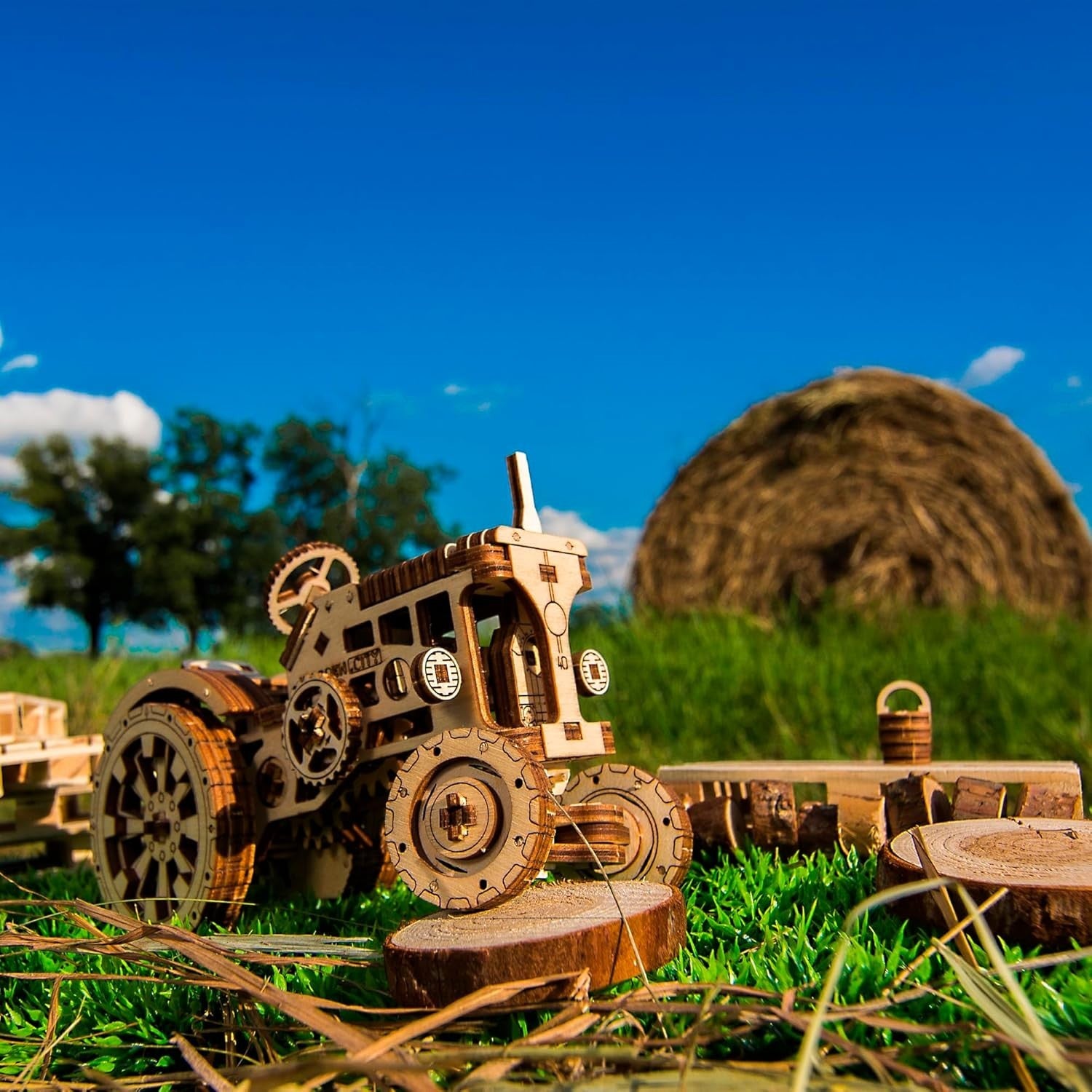 3D Wooden Mechanical Tractor Puzzle Model Kit – DIY Brain Teaser Gift