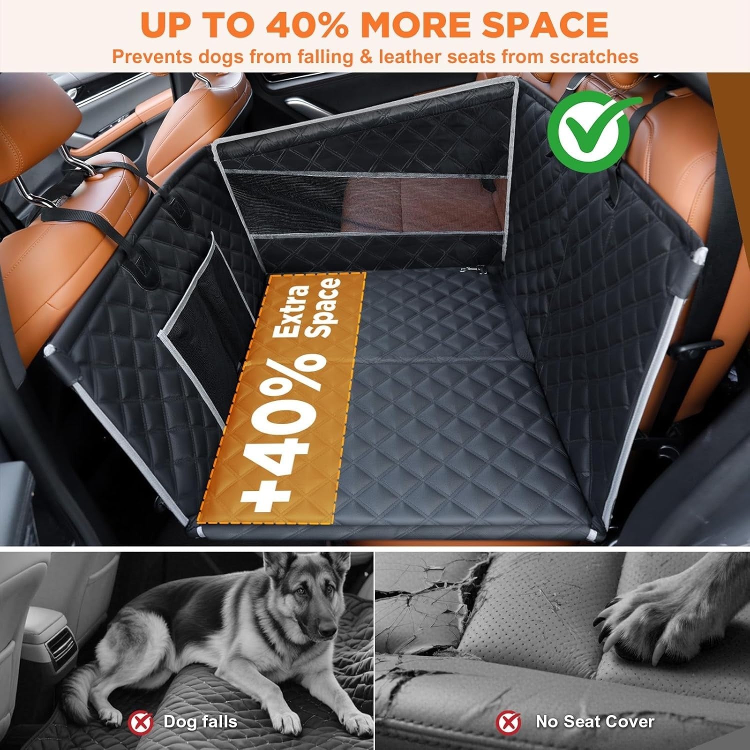 Large Dog Car Seat Extender Hard Bottom Waterproof Hammock SUV Truck