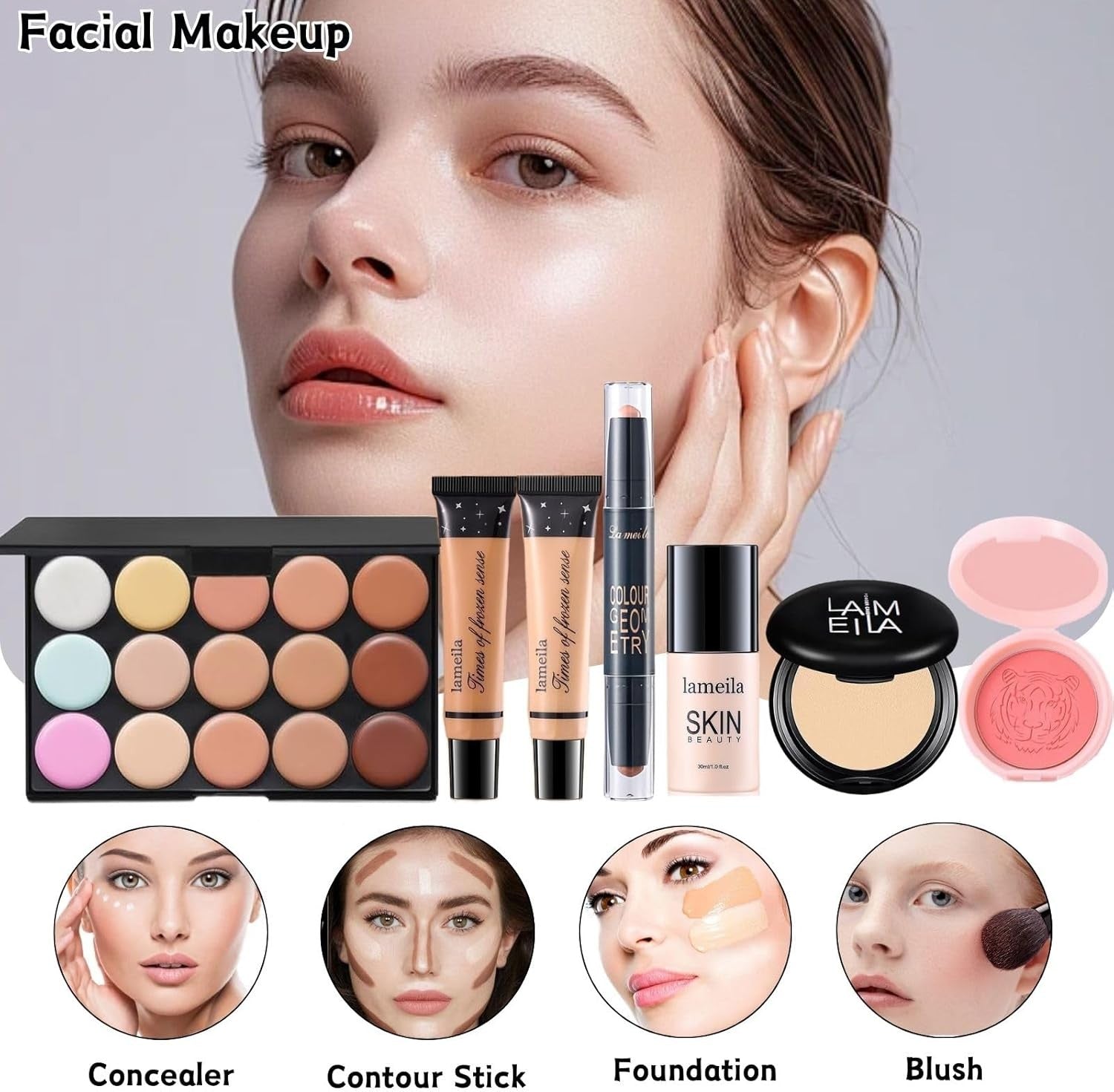 All-in-One 44PCS Makeup Kit for Women – Eyeshadow, Lipstick & Brushes