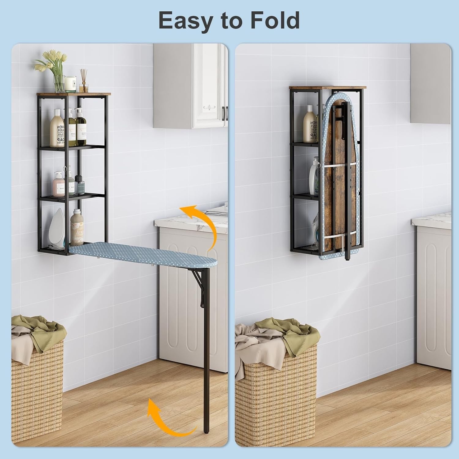 Wall Mounted Ironing Board Storage Cabinet Fold Away Space Saving Unit