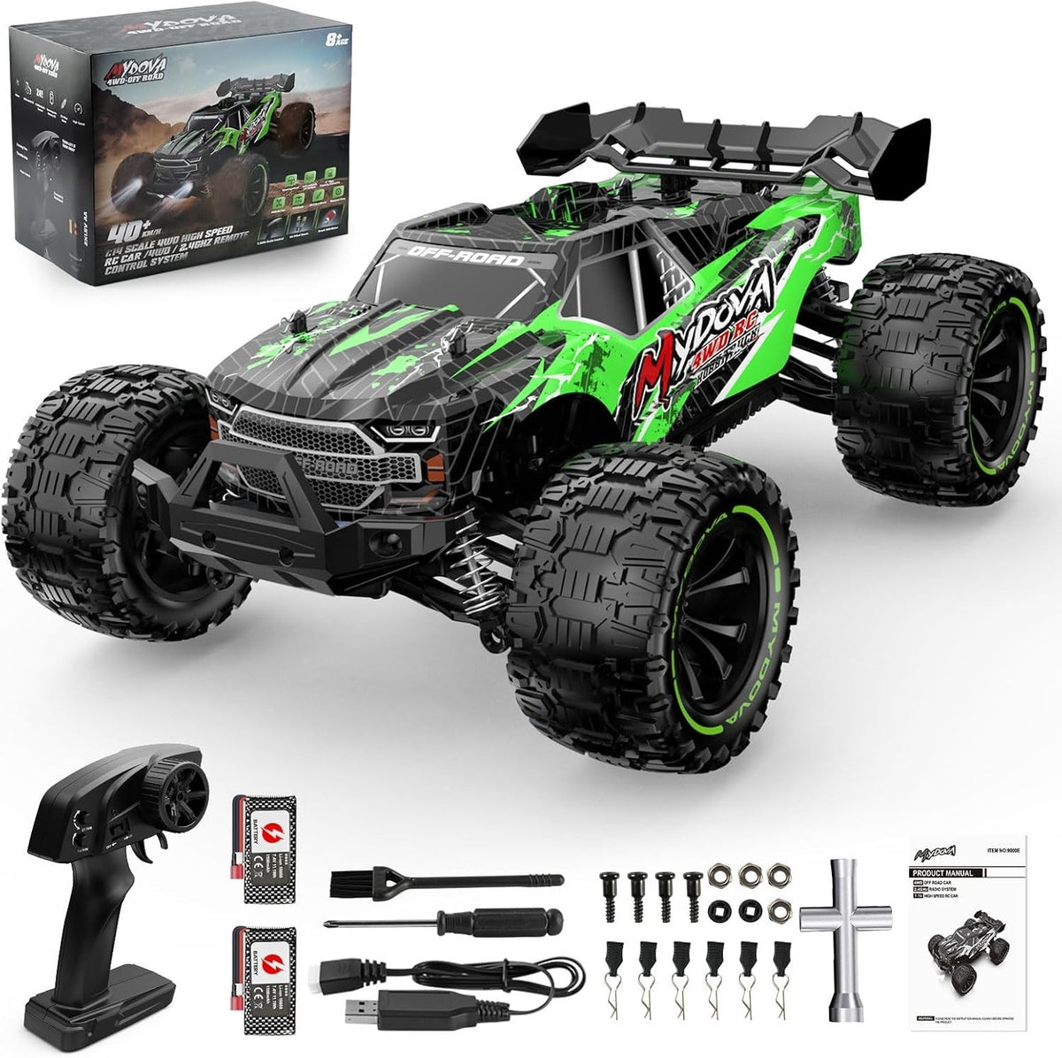 1:14 High Speed 4WD RC Car 40KM/H Off-Road Truck 2 Batteries Waterproof Toy