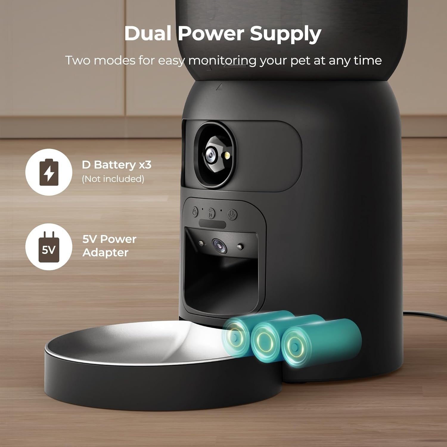 Smart Cat Feeder Dual Camera 1080P WiFi App Control 6L Auto Feeder