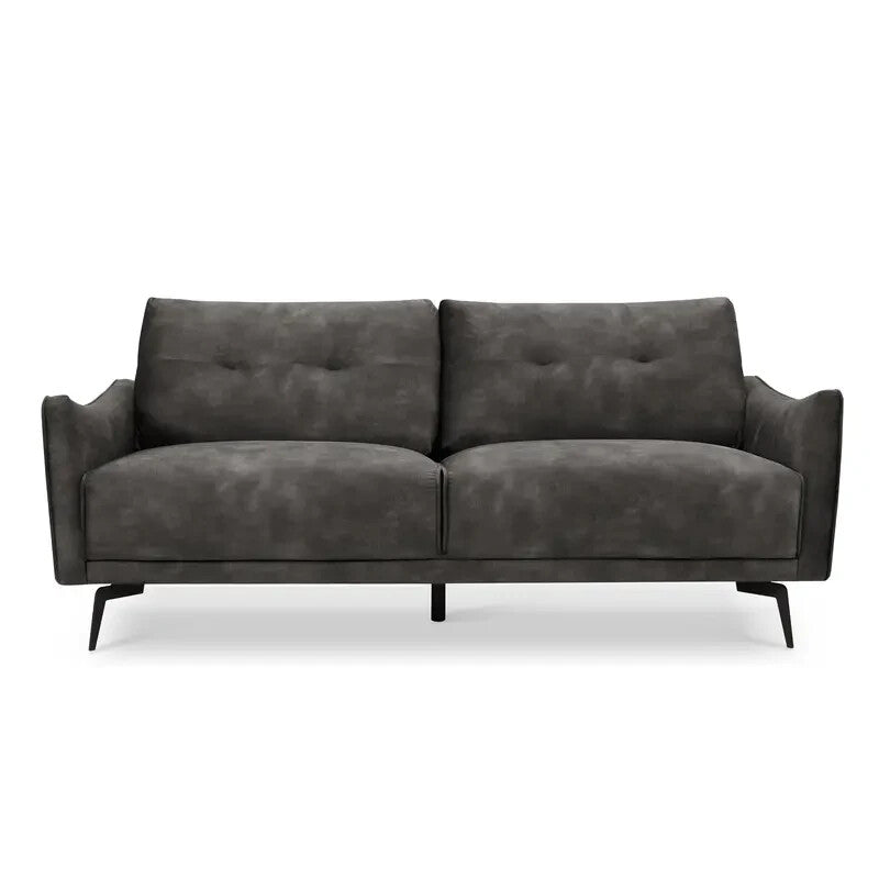 3 Seater Sofa Steel Grey Velvet | Modern Tufted Couch | Metal Legs UK