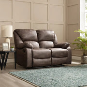 2 Seater Manual Recliner Sofa Brown Faux Leather Padded Armrests