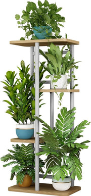 4 Tier Metal Plant Stand Indoor 5 Pot Flower Rack Corner Display Shelf White