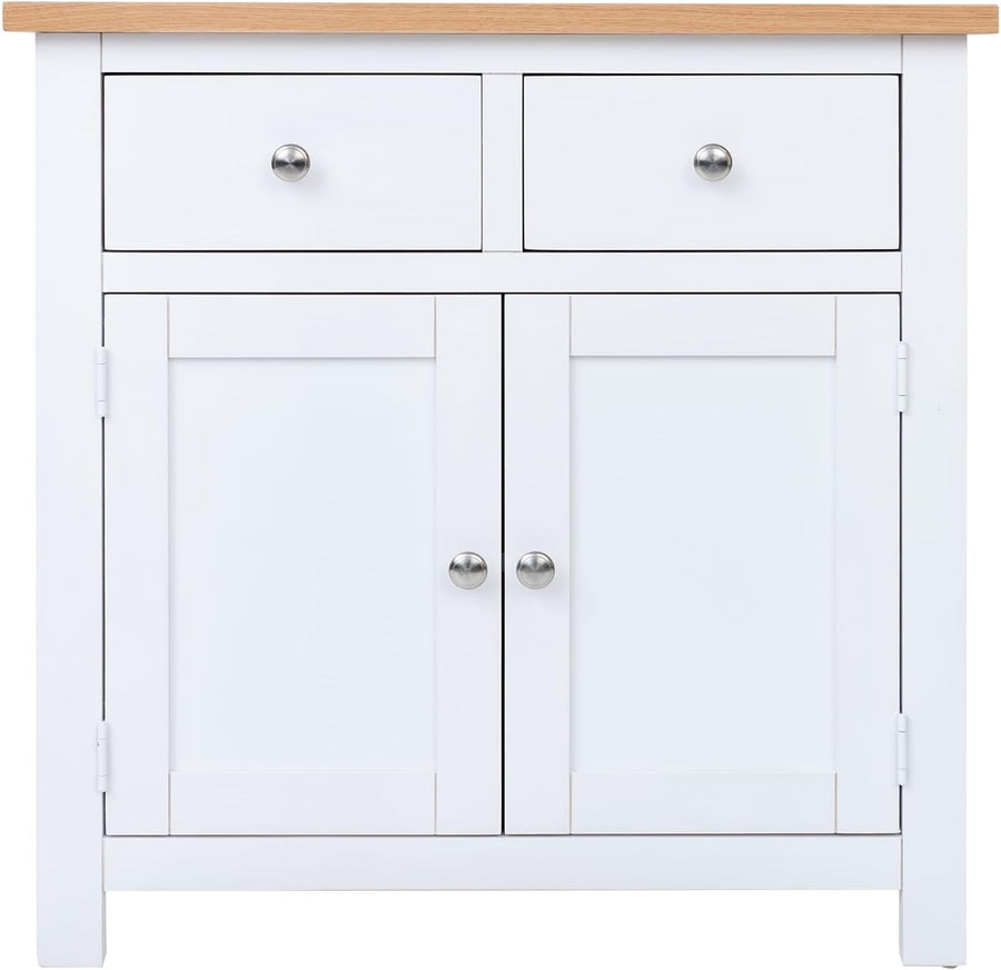 White Oak Sideboard Cabinet 2 Drawer 2 Door Storage Unit Cupboard 75cm
