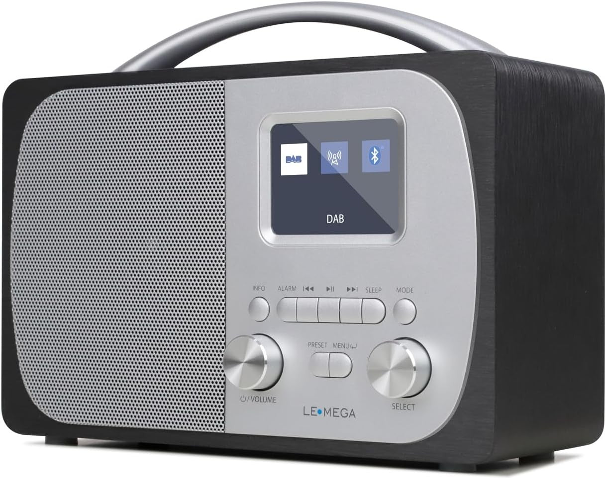 DAB DAB+ FM Digital Radio Bluetooth Alarm Clock Anthracite Wood