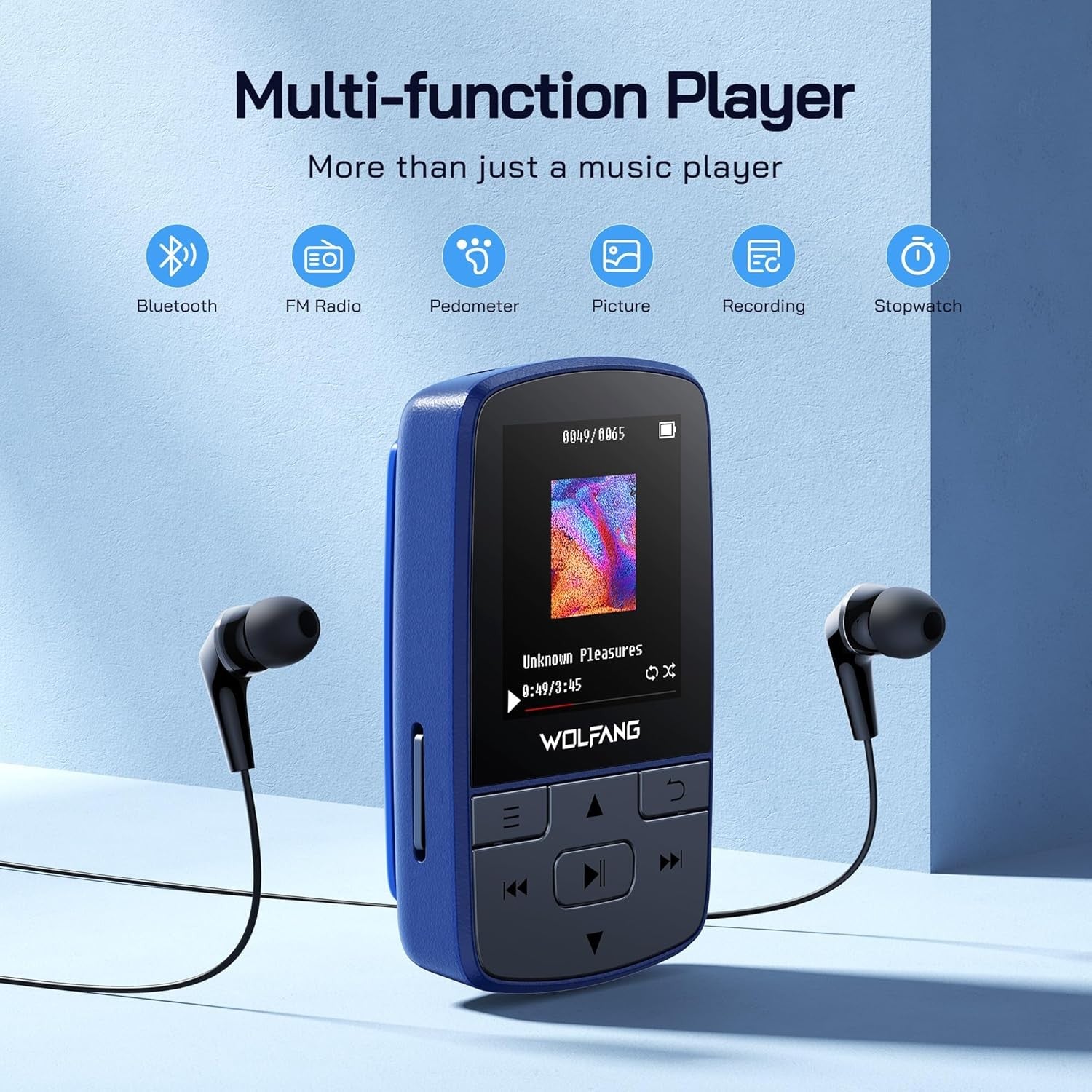64GB Bluetooth 5.2 MP3 Player Black Sports Clip 1oz