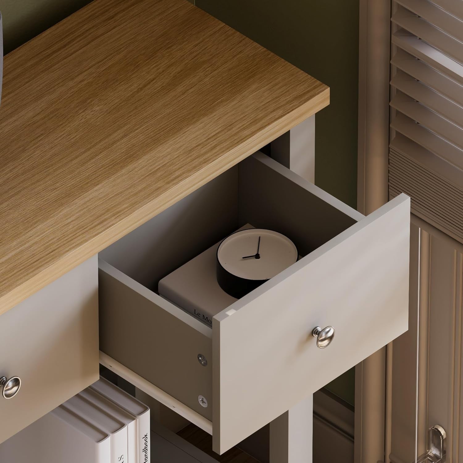 Console Table with Storage Shelf & 3 Drawers, Grey MDF, 74H x 100W x 30D cm