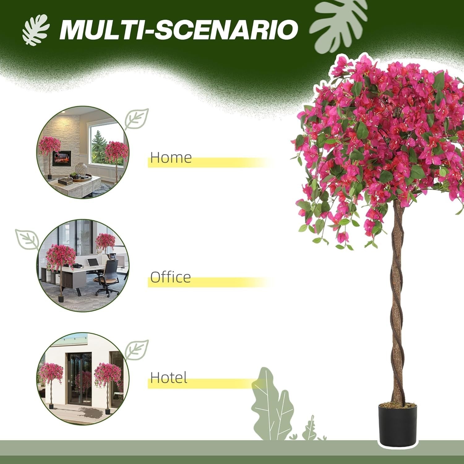 Set of 2 Red Murraya Faux Flower Trees 120cm Tall Artificial Indoor Plants Decor