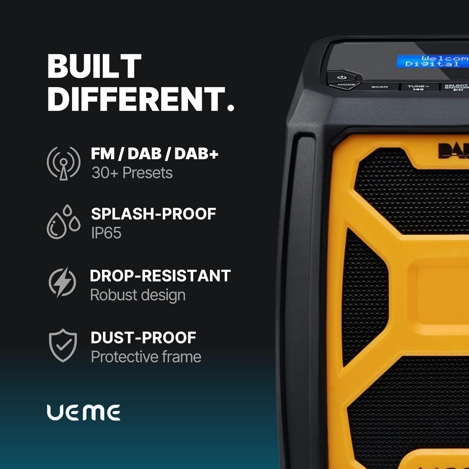 Rugged DAB+ FM Site Radio Bluetooth 6000mAh IP65 USB