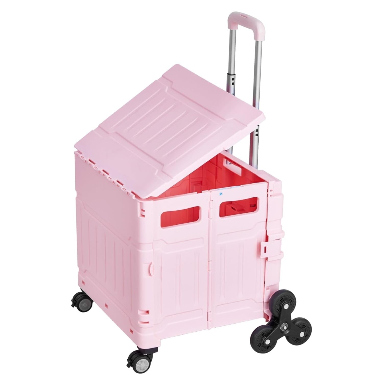 Foldable 65L Utility Cart Stair Climber Wheels Portable Pink