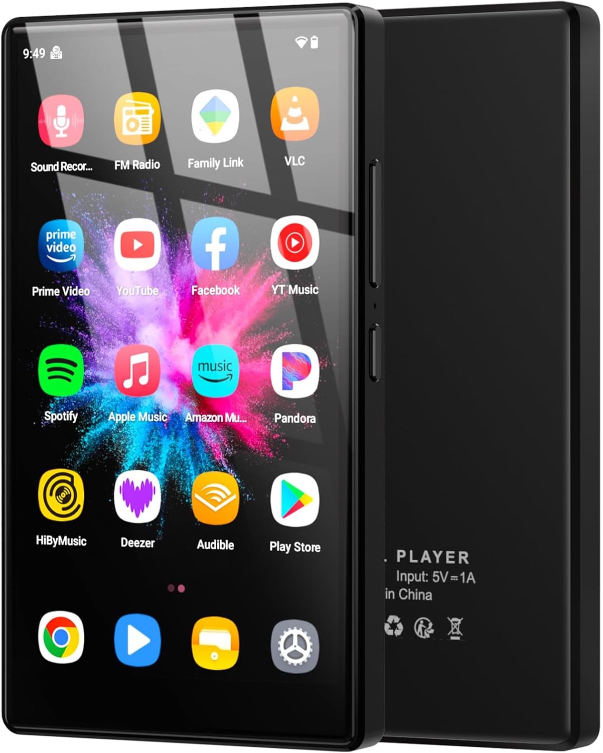 96GB MP3 MP4 Player Black 5" Android 13 Bluetooth WiFi