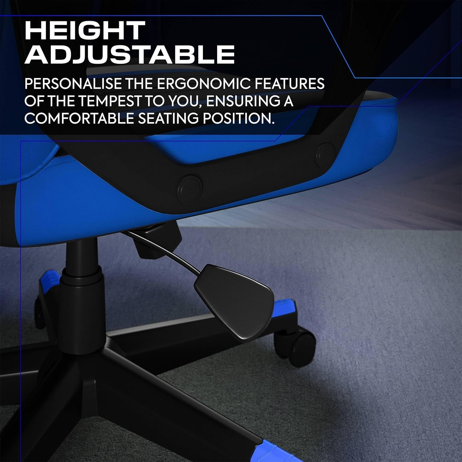 Ergonomic Gaming Chair High Back Wide Seat Blue