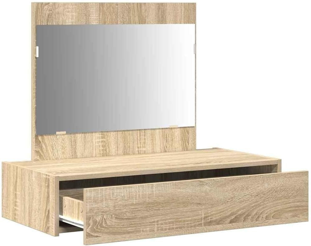 Modern Vanity Unit Drawer Mirror Sonoma Oak Bedroom Storage Dressing Table