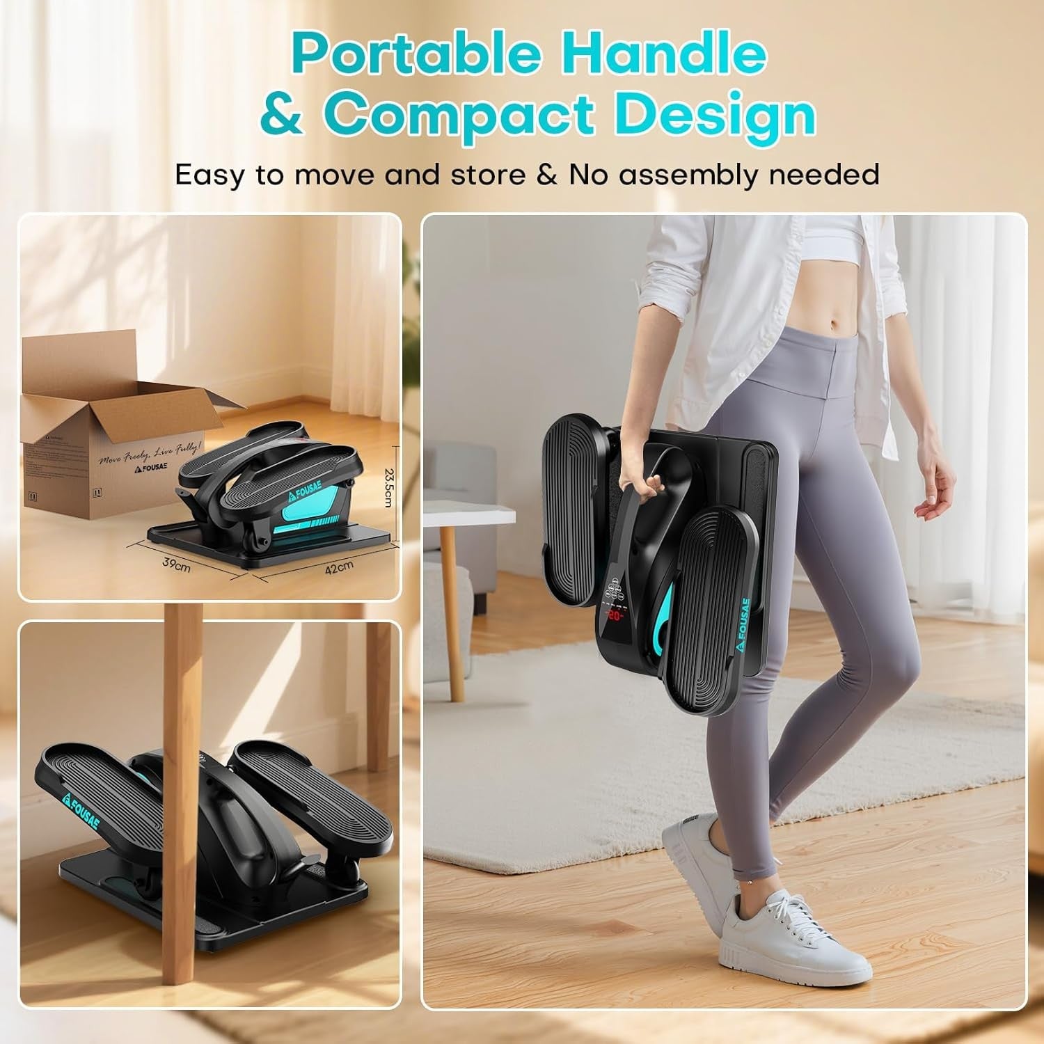 Under Desk Electric Elliptical Leg Exerciser Quiet Remote 15 Speed Pedal