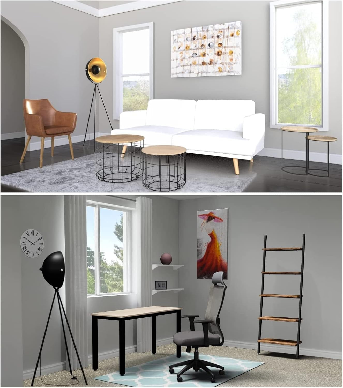 Retro Tripod Floor Lamp Vintage Black Gold Studio Light Metal Standing Lamp