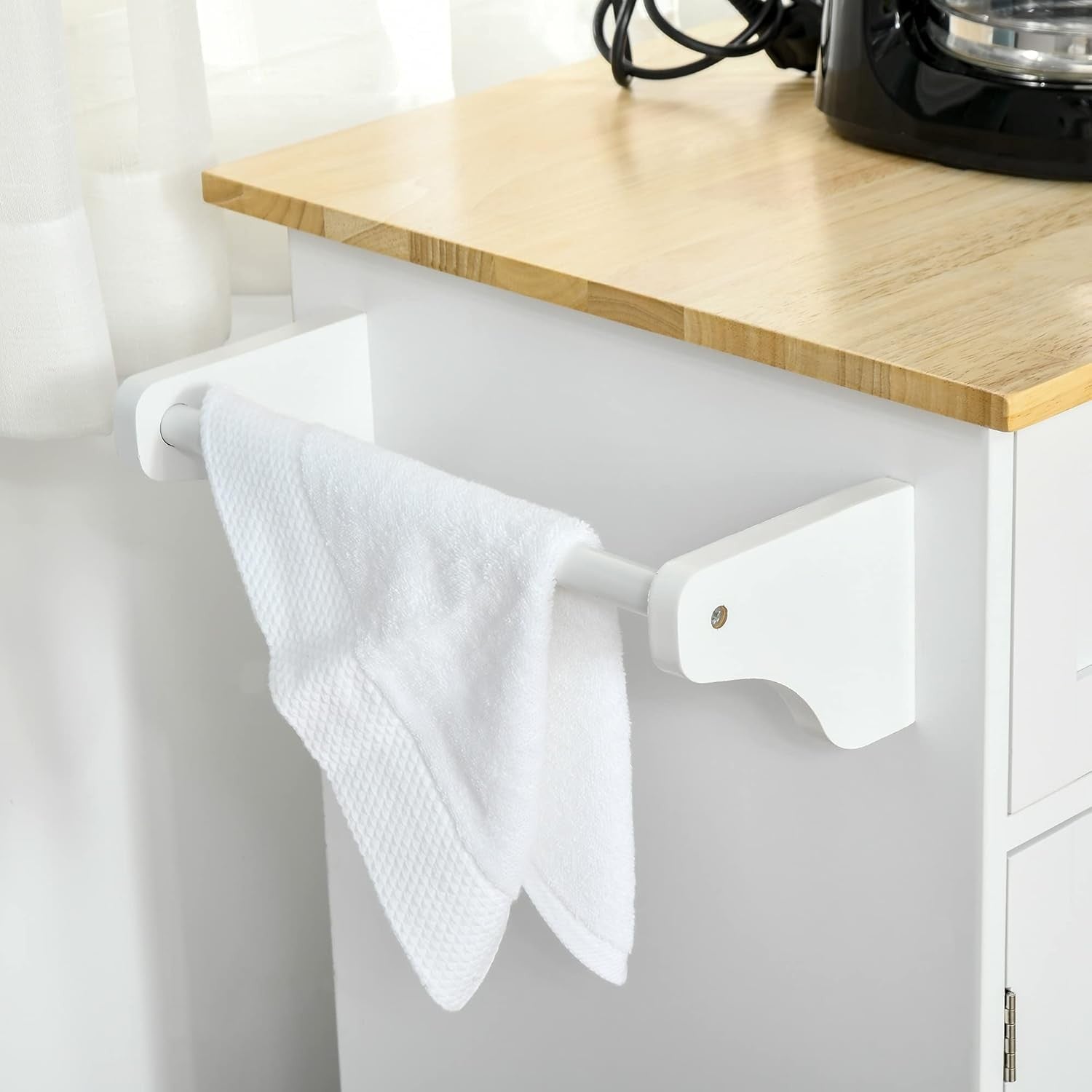 Kitchen Island Trolley Rolling Storage Cart Drawers Cabinets Wooden Top