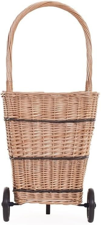 Wheeled Willow Firewood Basket Trolley – Durable, Easy Mobility, Rustic