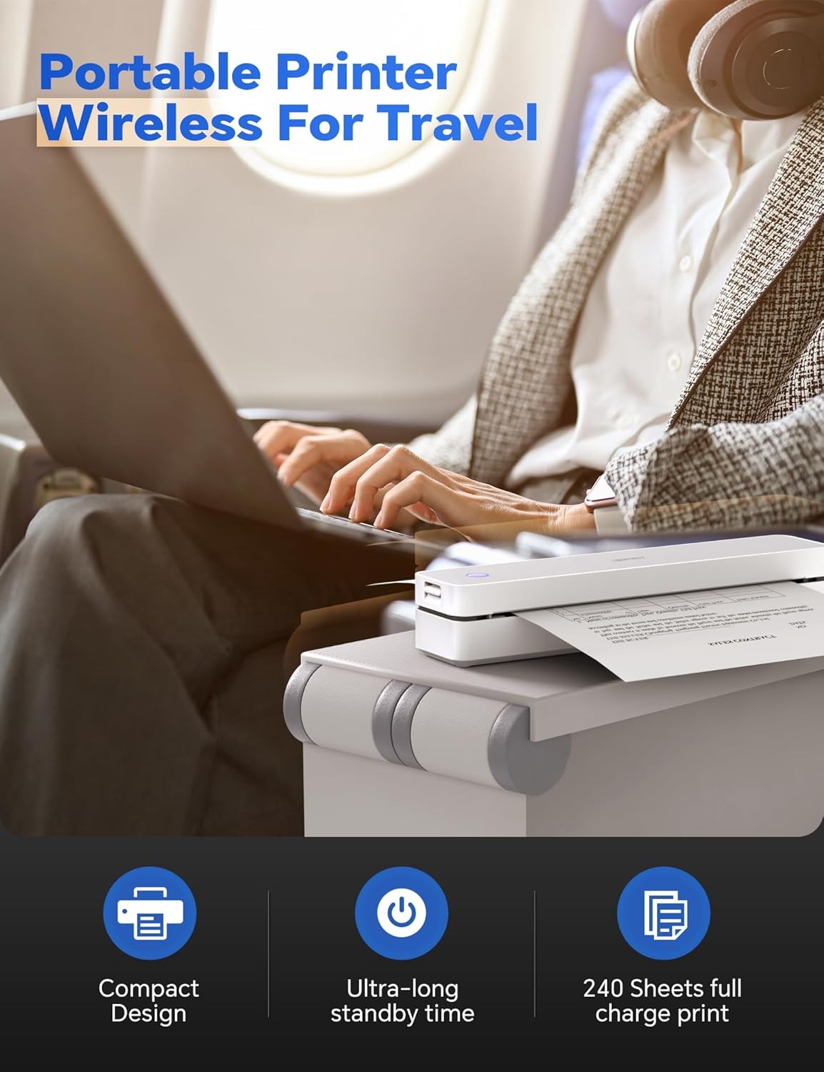 Portable Thermal Printer A4 Wireless Bluetooth Inkless Printer