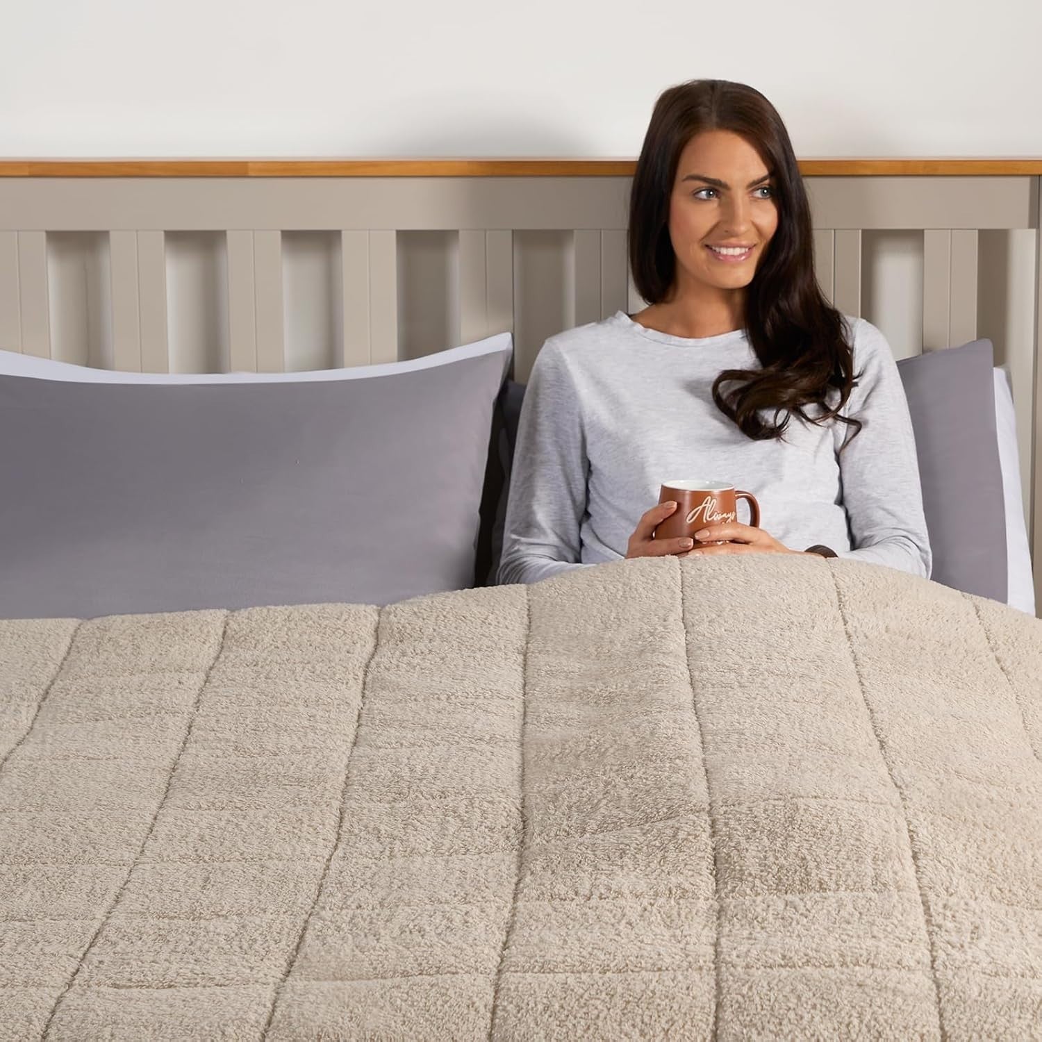 Teddy Fleece Weighted Blanket Natural 8kg 150x200cm Calming Comfort
