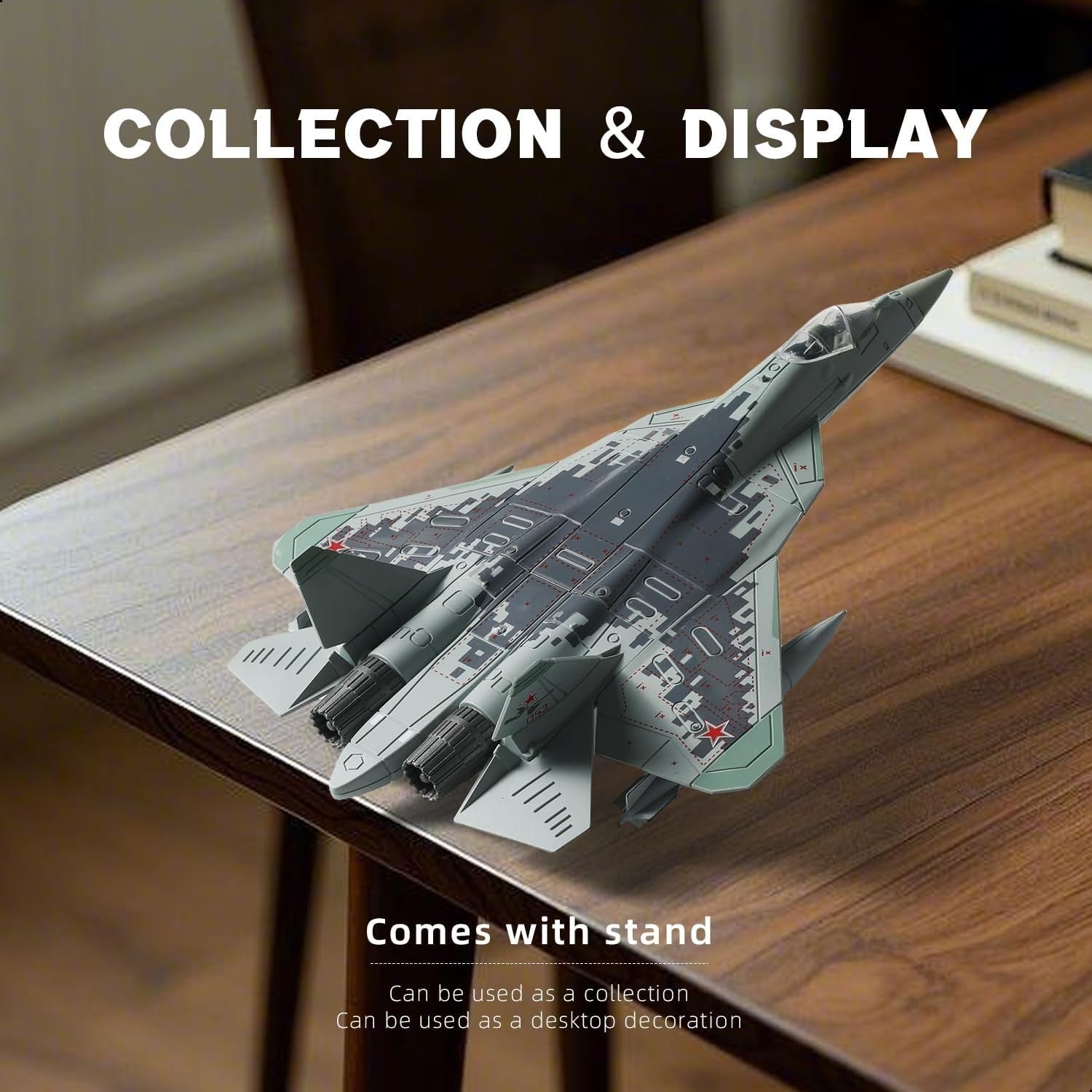 1:72 SU-57 Fighter Jet Model Kit with Stand - Military Plane DIY Assembly 39pcs